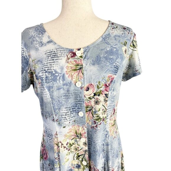 Romantic Y2K Dress Floral Large Blue Button Front Grunge Midi Cottagecore LOT - Picture 3 of 16